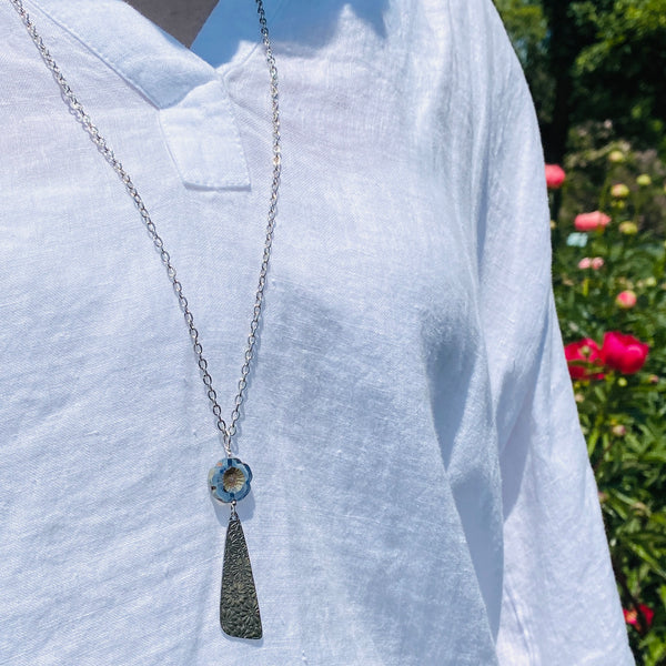 Hawaiian Flower & Stainless Floral Pendant Necklace