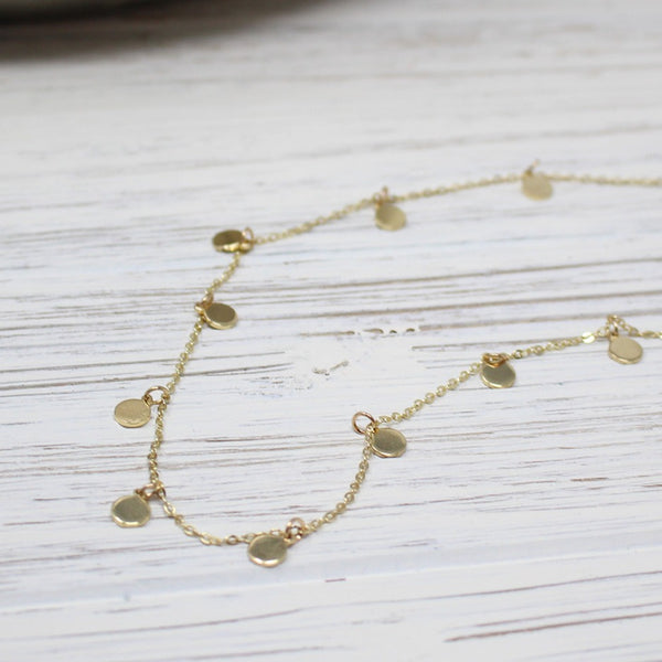 Mikri Gold Coin Necklace, Short