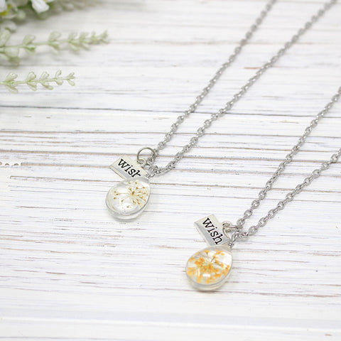 Mini Dried Flower Wish Necklace