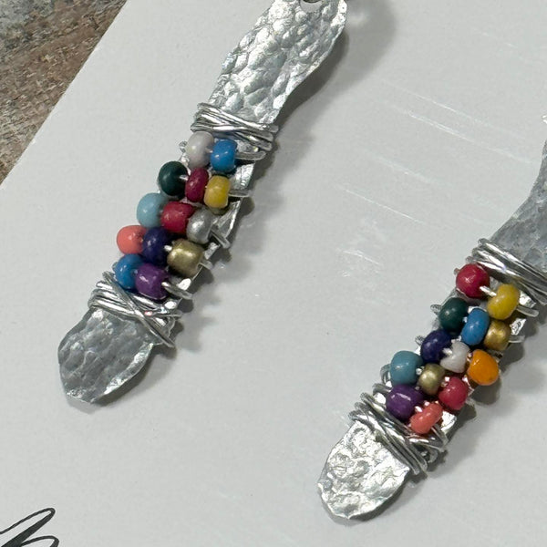 Beaded Hammered Earrings (3 colours)