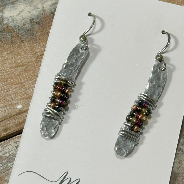 Beaded Hammered Earrings (3 colours)