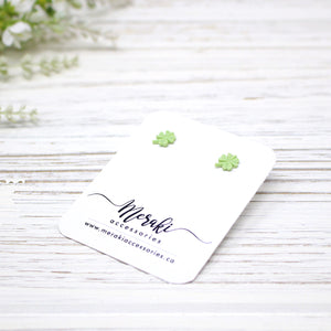 Four Leaf Clover Porcelain Stud Earrings