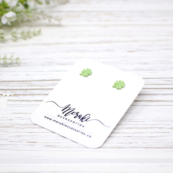 Four Leaf Clover Porcelain Stud Earrings
