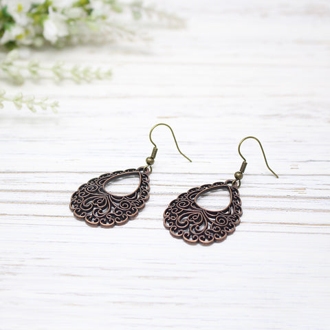 Scalloped Antique Copper Earring
