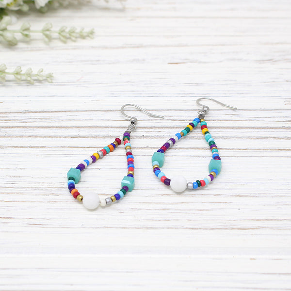 Colourful Beaded Drop Earring