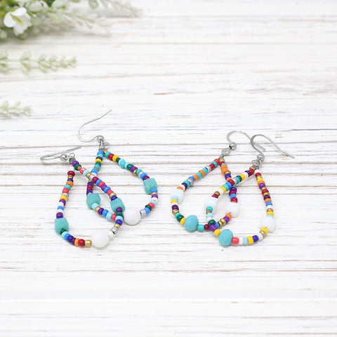 Colourful Beaded Drop Earring