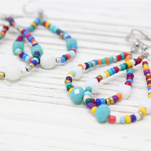 Colourful Beaded Drop Earring