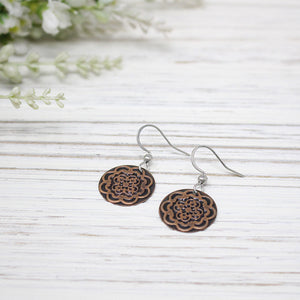 Copper Patina Round Floral Earring