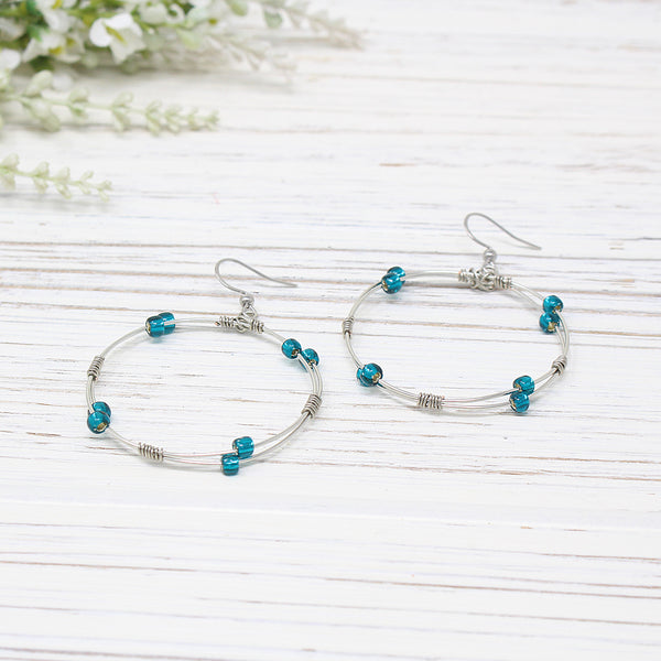 Double Hoop & Bead Earrings