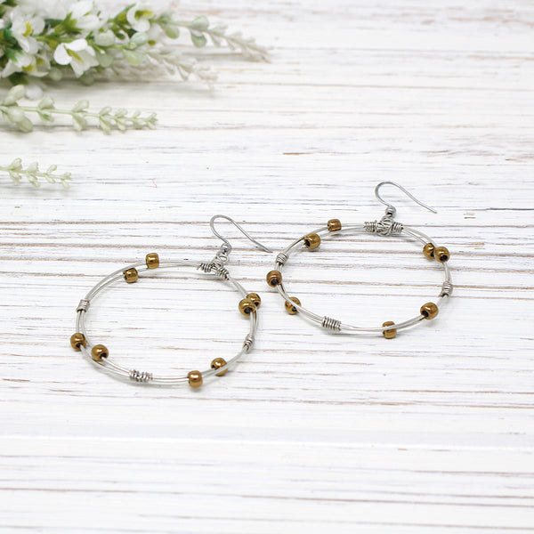 Double Hoop & Bead Earrings