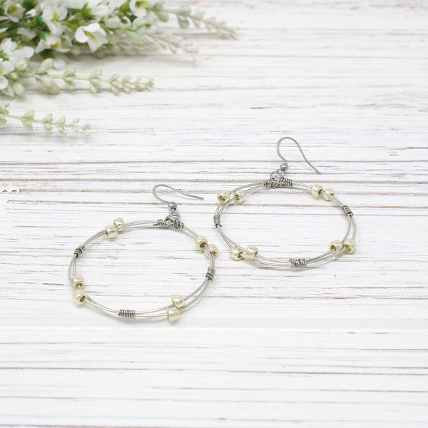 Double Hoop & Bead Earrings