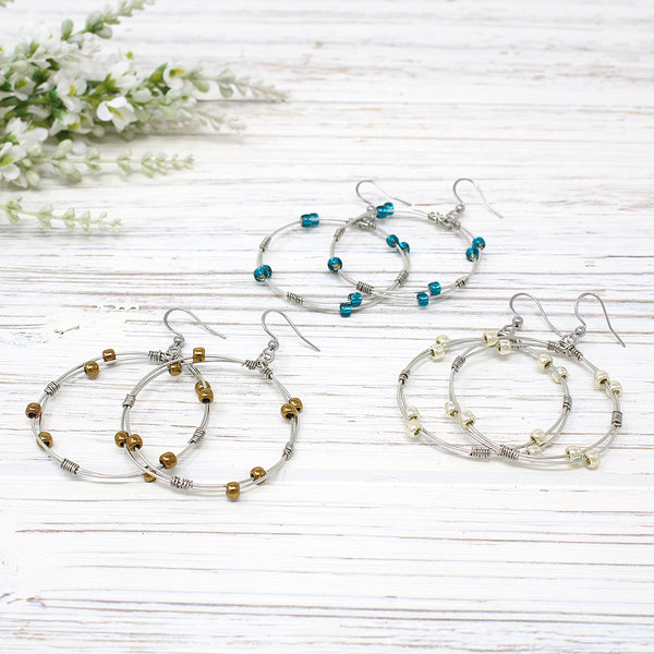 Double Hoop & Bead Earrings