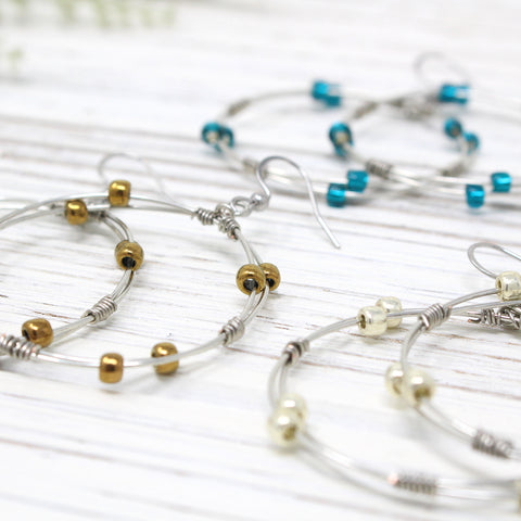 Double Hoop & Bead Earrings