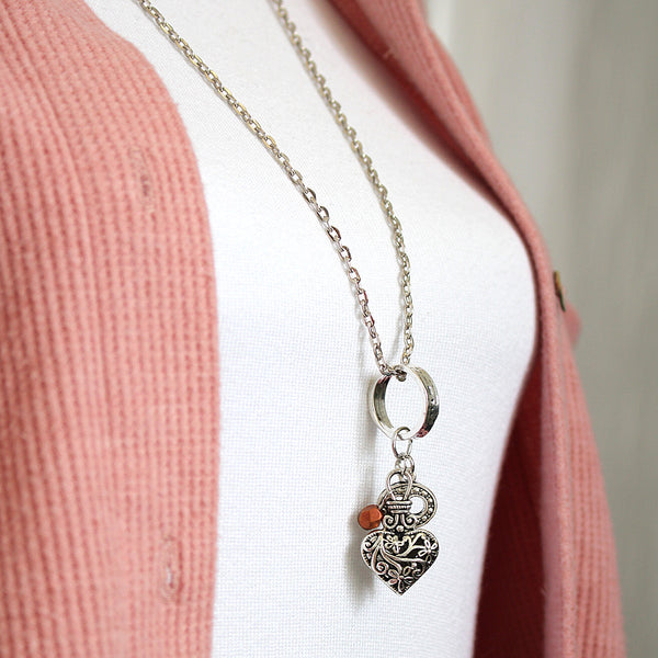 Filigree Mini Heart & Key Necklace