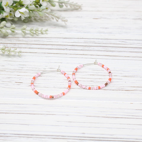 Flamingo Beaded Hoop Earring