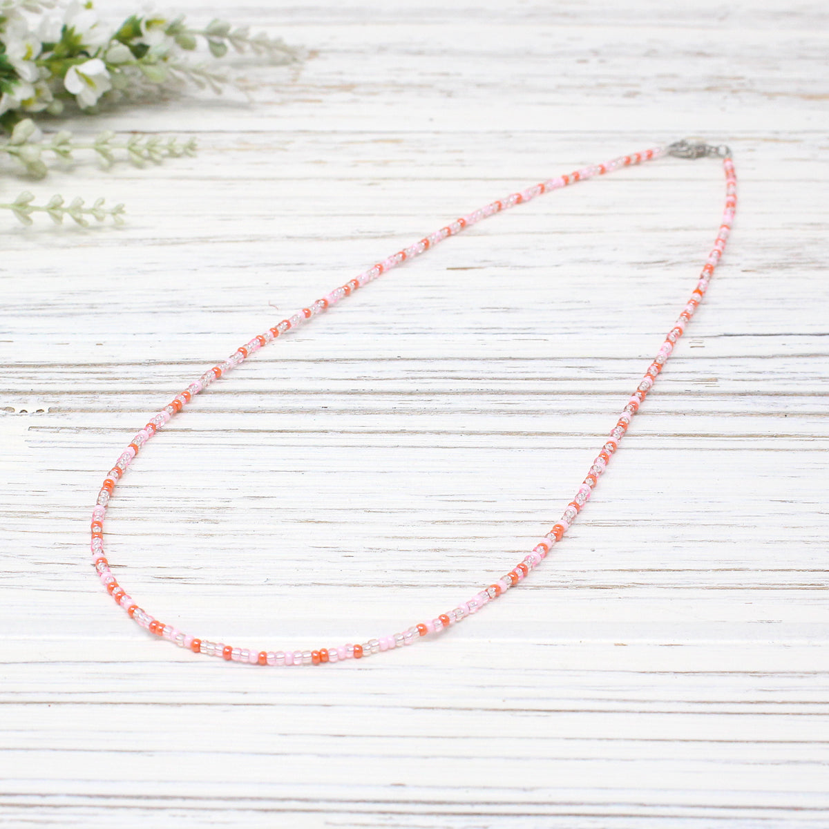 Flamingo Dainty Bead Necklace