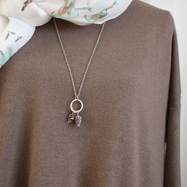 Long Mini Nature Necklace (Leaf or Feather)