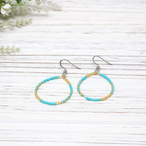 Dainty Beaded Teardrop Earring, Turquoise Combo