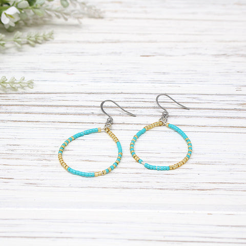 Dainty Beaded Teardrop Earring, Turquoise Combo