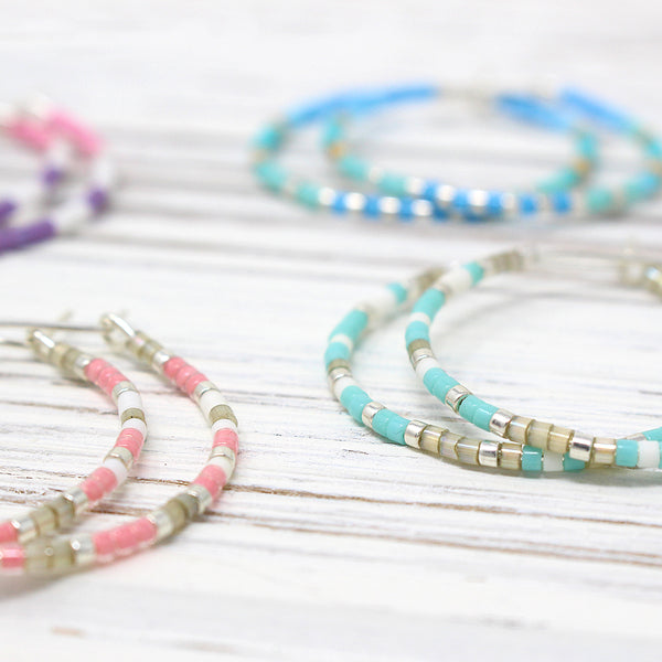Dainty Colourful Beaded Hoops