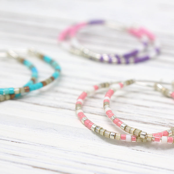 Dainty Colourful Beaded Hoops
