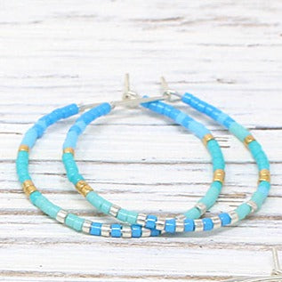 Dainty Colourful Beaded Hoops