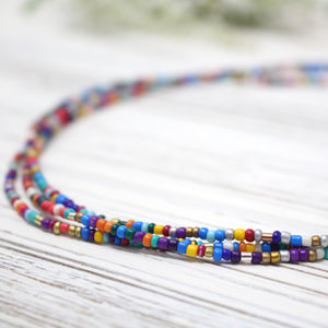 Delicate Colourful & Metal Bead Short Necklace