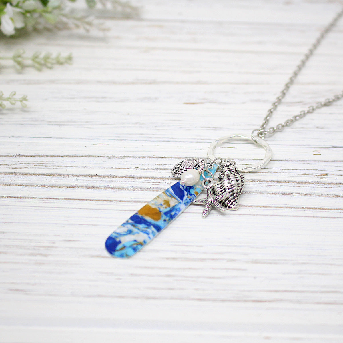 Long Ocean Inspired Cluster Necklace