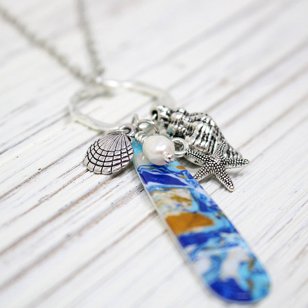 Long Ocean Inspired Cluster Necklace