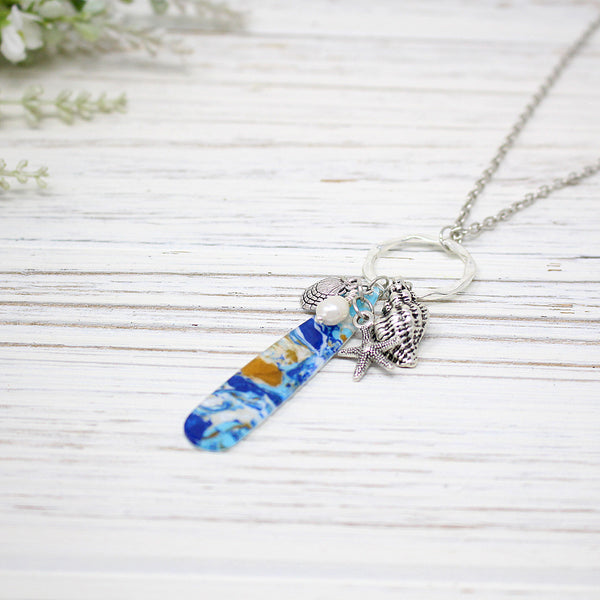 Long Ocean Inspired Cluster Necklace