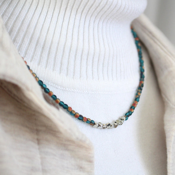 Peacock Mixed Bead Necklace