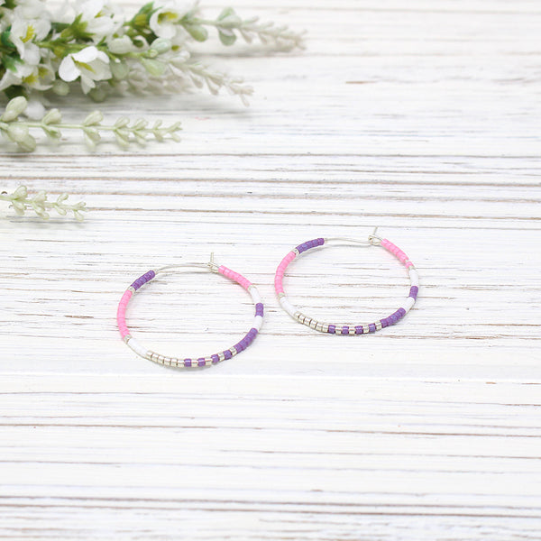 Dainty Colourful Beaded Hoops