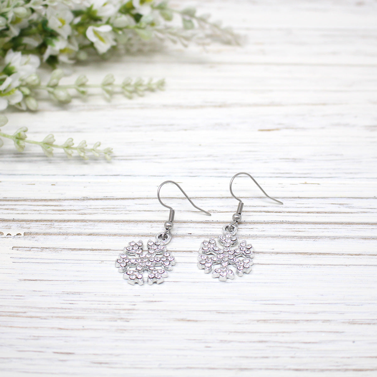Rhinestone Snowflake Earrings