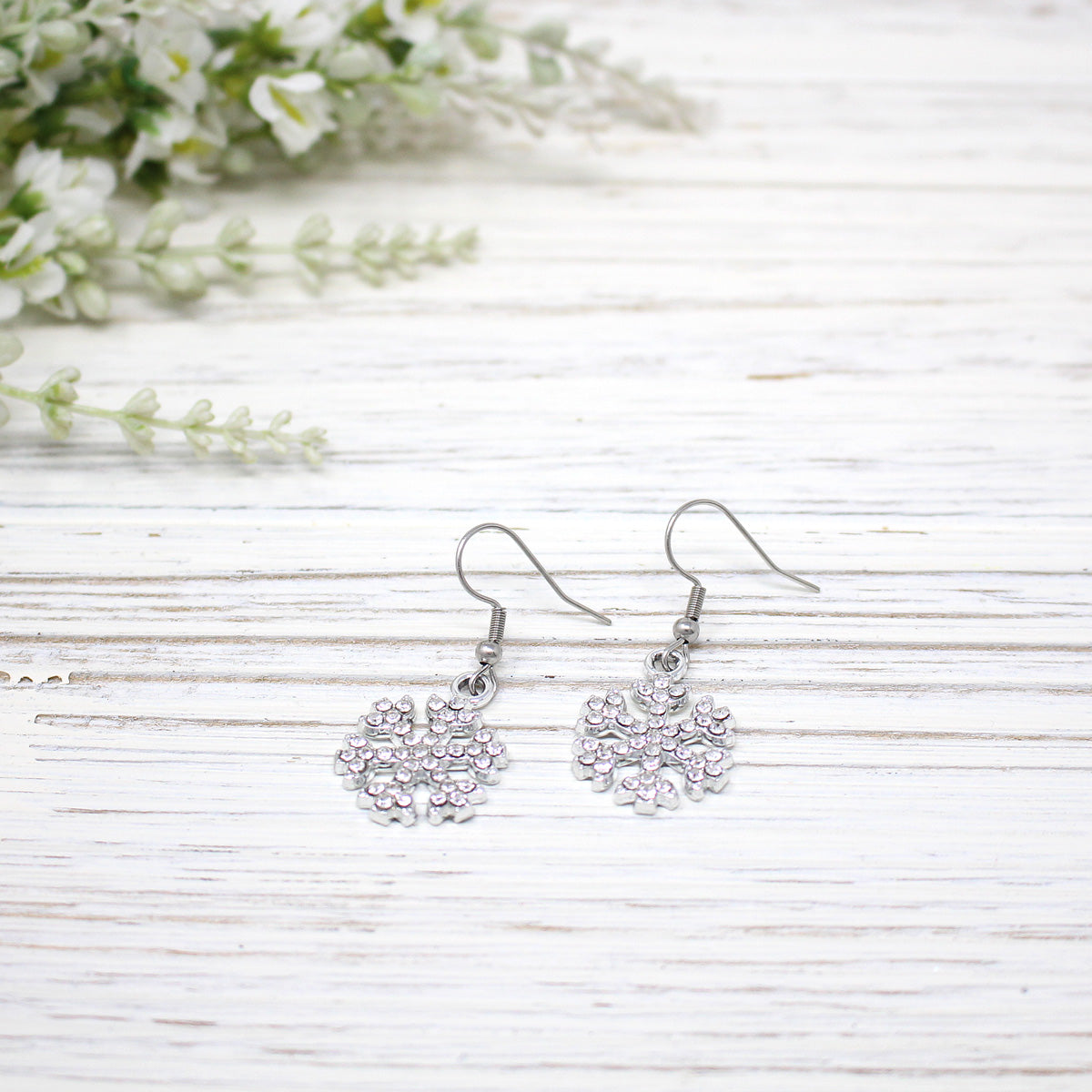 Rhinestone Snowflake Earrings