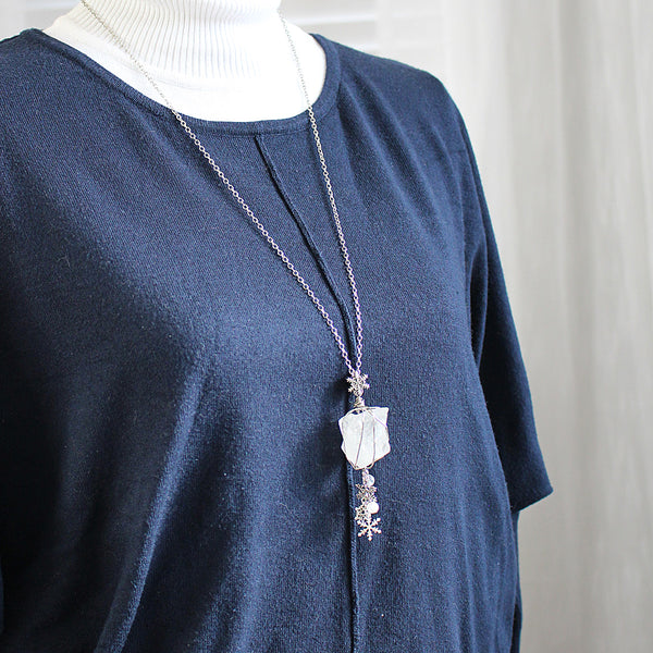 Ice & Snow Wire Wrapped Quartz Necklace