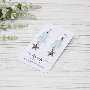 Pebble Sea Glass Earrings w/Starfish