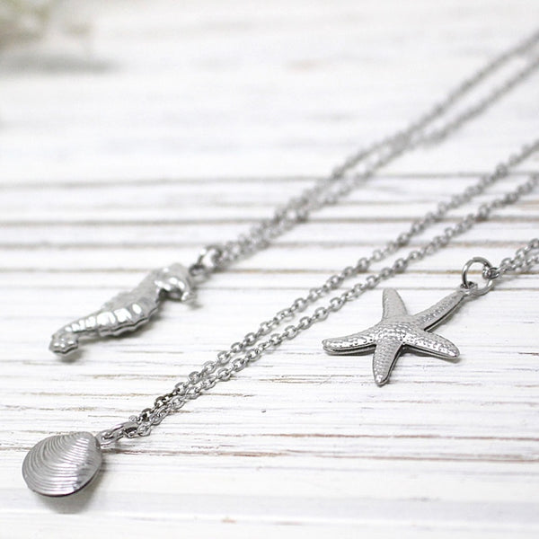 Mini Sea Star Pendant Necklace, Stainless Steel