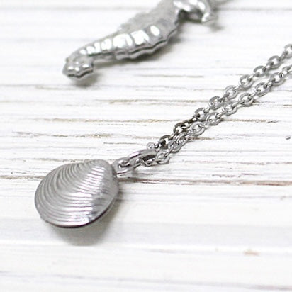 Mini Coquina Shell Necklace, Stainless Steel