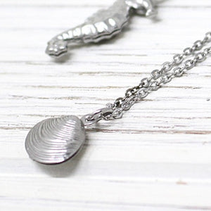 Mini Coquina Shell Necklace, Stainless Steel