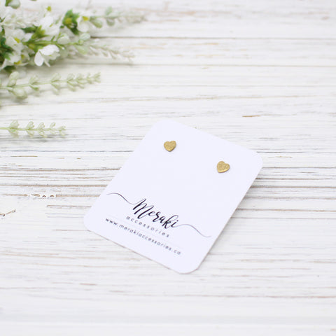Stardust Mini Heart Stud Earrings, Gold