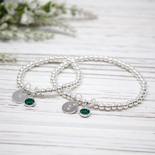 The Honour Initial Charm & Birthstone Bracelet (Sterling Silver)