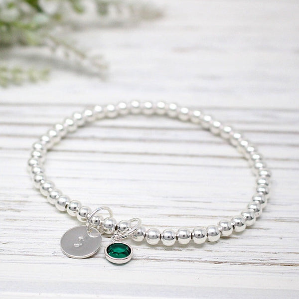 The Honour Initial Charm & Birthstone Bracelet (Sterling Silver)