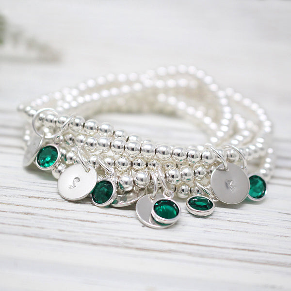 The Honour Initial Charm & Birthstone Bracelet (Sterling Silver)