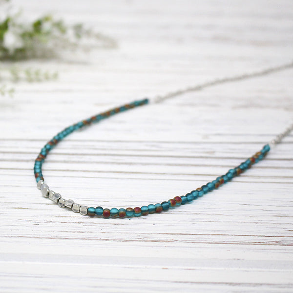 Peacock Mixed Bead Necklace