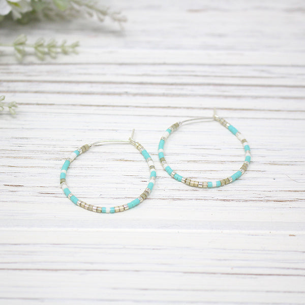 Dainty Colourful Beaded Hoops