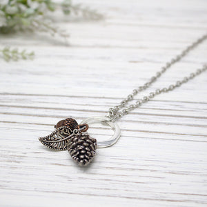 Long Mini Nature Necklace (Leaf or Feather)