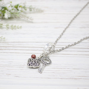 Filigree Mini Heart & Key Necklace