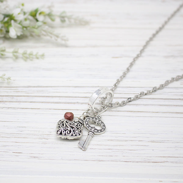 Filigree Mini Heart & Key Necklace