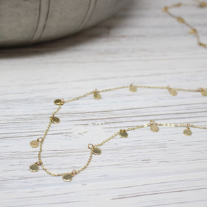 Mikri Gold Coin Necklace, Long