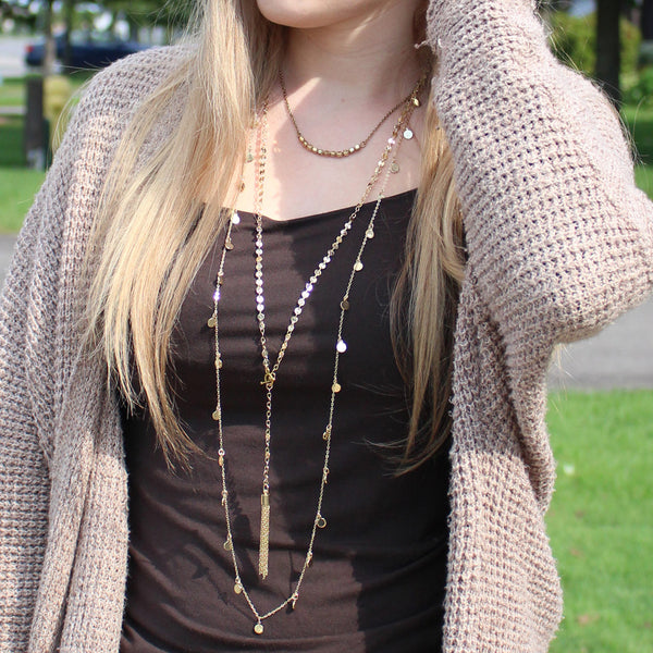 Mikri Silver Coin Necklace, Long